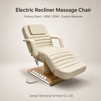 Lit de salon de beauté électrique, fauteuil de massage inclinable, lit de spa facial réglable en cuir PU avec télécommande pour esthéticienne