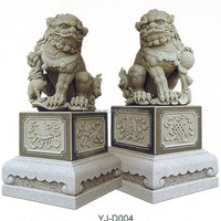 Grandes figurines hydroponiques décoratives pour extérieur, sculptures d'animaux en pierre naturelle, chien Foo Fu, Lion