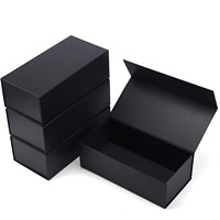 Carton recyclé imprimé de logo personnalisé de luxe personnalisé boîtes cadeaux pliantes en papier noir emballage fermeture magnétique