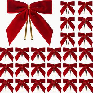 Nœuds élégants en satin et velours, options de couleurs personnalisées, deux tailles au choix pour les décorations de sapins et couronnes de Noël - Product Image 2