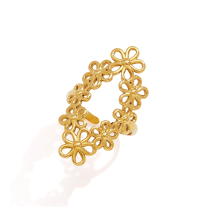 Anello Regolabile J&D Classic Flower in Acciaio Inossidabile Placcato Oro 18K con Fiore Traforato e Anello Aperto a O - Product Image 1