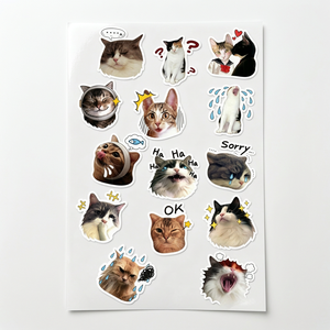 Hojas Holográficas Autoadhesivas Resistentes a los Rayos UV y al Agua, Etiqueta de PVC con Diseño de Gato Humorístico, Adhesivos de Vinilo con Logotipo Personalizado - Product Image 1