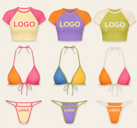 Maillot de bain sexy 2 pièces avec logo 3D personnalisé 2026, ensemble bikini et t-shirt, vêtements de bain de luxe, vêtements de plage pour femmes