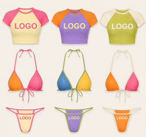 Maillot de bain sexy 3 pièces personnalisé avec logo 3D 2026, micro mini bikini, t-shirt, vêtements de bain de luxe, vêtements de plage pour femmes - Product Image 1
