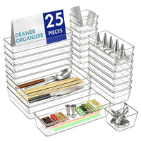 Lot de 13 organiseurs de tiroirs en plastique transparent réglables pour cuisine et salle de bain