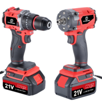 Vente flash 21v Perceuse à percussion sans fil rechargeable professionnelle, clé à chocs, meuleuse d'angle, kit d'outils électriques au lithium