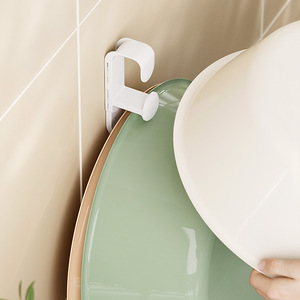 Yimijia Adhesive Hook Wall Mounted Basin Hook White ABS Extendable For Bathroom Kitchen Toilet - Product Image 4