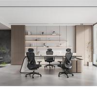 Chaise de bureau pivotante de luxe, ergonomie moderne, cadre gris, chaise de direction en maille, appui-tête réglable 2D, chaise pivotante