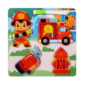 Jouets éducatifs Montessori en bois à assembler sur le thème des pompiers, écologiques, multi-styles, pour l'apprentissage précoce des enfants - Product Image 1