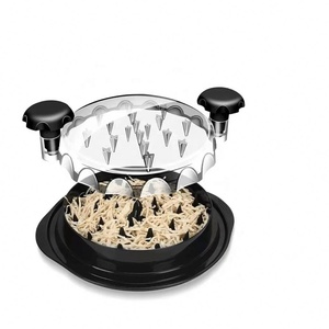 Déchiqueteur de poulet rond transparent en plastique avec couvercle transparent, ustensile de cuisine pratique et outil de torsion, bol à poulet - Product Image 3