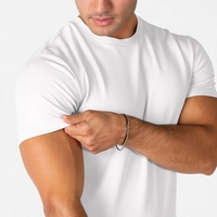 T-shirt de sport en coton et élasthanne pour entraînement en salle de sport, logo imprimé personnalisé, respirant, coupe ajustée, haut de sport pour la course à pied et l'entraînement