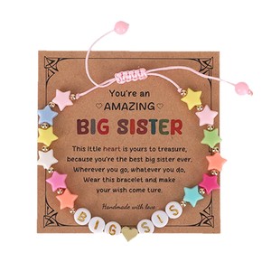 <span class=keywords><strong>Bracelet</strong></span> à perles lettres pour femme avec motif étoile et cœur, couleur or, réglable, en acrylique et résine/lucite, cadeau <span class=keywords><strong>GRANDE</strong></span> FRÈRE - Product Image 5