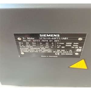มอเตอร์ซีเมนส์ 3 เฟส รุ่น 1FT6105-8SF71-1AB1 แรงบิด 65 นิวตันเมตร ความเร็ว 5600 รอบต่อนาที ผลิตในเยอรมนี น้ำหนัก 32 กิโลกรัม เครื่องจักรสำหรับอิฐ นำเข้า - Product Image 1