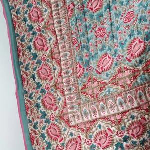 Edredón de algodón hecho a mano floral indio Jaipuri bloque estampado edredón impreso Reversible Razai de Rajasthan - Product Image 6