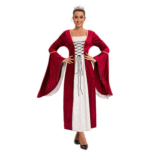 Vestido Medieval Yi Xiaoyi para Mujer, Vestido Largo de Terciopelo Rojo, Disfraz de Reina de la Corte, para Representaciones Escénicas, Talla Adulta S-5XL - Product Image 3