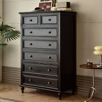 Commode à neuf tiroirs en bois massif de pin américain, armoire de rangement pour chambre à coucher, moderne, multifonctionnelle, gain de place, luxe léger