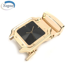 Boucles <span class=keywords><strong>de</strong></span> montre en alliage <span class=keywords><strong>de</strong></span> Zinc pour hommes, universel, doré, Logo, pour ceintures en cuir - Product Image 2