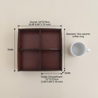 Nampan Kayu Persegi Panjang Multi-Grid 4-Slot Penyimpanan Perhiasan Kantor & Rumah Desain Vintage Rustic