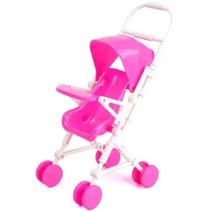 In Voorraad Poppenaccessoires Kinderen Spelen Kleine Tweeling Kinderwagen Poppenmeubels Plastic Roze Babypop Speelgoed Kinderwagen Voor Meisje