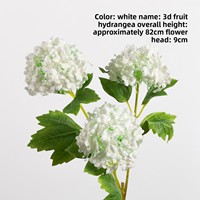 Susunan Bunga Hydrangea Sutra 3D Flower Creek Cottage (Gaya Alami) Satu Tangkai Putih/Merah Terang untuk Dekorasi Pernikahan