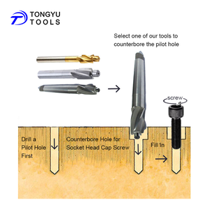 HSS قابلة للتبديل الطيار Counterbores مثقاب الخشب للمعادن Duberring مع ساق مستديرة - Product Image 2
