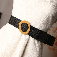 Ceinture élastique tressée à la mode pour femme avec boucle en rotin, en paille PP extensible, pour robes – Grande Vente