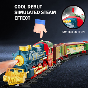 Vente flash Série de Noël - Jouets de train rétro à vapeur populaires B/O Orbit Engineering Train Track Toy avec musique et lumière - Product Image 3