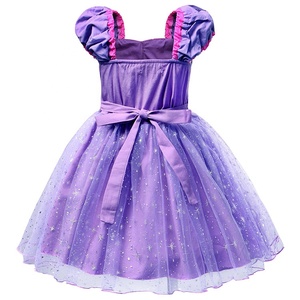Vestido elegante de fiesta de cumpleaños con princesa Rapunzel, princesa enredada, niña, disfraces morados oscuros, conjuntos de 5 piezas para niños - Product Image 3