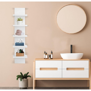 Étagère murale blanche Finition stratifiée lisse et étroite <span class=keywords><strong>Colonne</strong></span> verticale Décoration murale Montage <span class=keywords><strong>Rangement</strong></span> flottant - Product Image 2