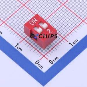 KH-BM2.54-2P DIP Switch Through hole Component (THT) Switch Flat Toggle, Raised Type 2 PC Pin 2.54mm - Product Image 1