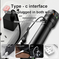 Lampe torche LED portable d'urgence 4000 Lumens, portée 1000M, focalisation réglable, étanche IP65, affichage numérique de la puissance, fonction Power Bank