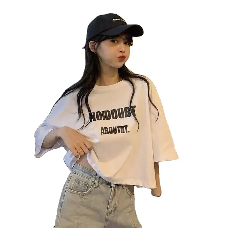 2024新しいTシャツレディースタイトフィット半袖サマーホットガールクルーネックニット夏服ビッグサイズ半袖