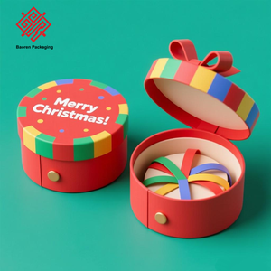 Baoren กล่องของขวัญกระดาษแข็งทรงกลมคุณภาพสูงเป็นมิตรกับสิ่งแวดล้อมสำหรับเครื่องประดับแหวนของขวัญวันคริสต์มาส - Product Image 1