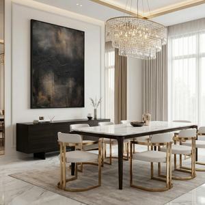 Peinture abstraite en gros noir et or veiné, œuvre d'art décorative pour la maison, grande toile décorative, arts décoratifs grand format faits à la main pour mur - Product Image 3