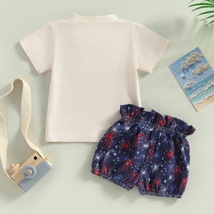 Abbigliamento Estivo per Bambine 3 Anni, Magliette con Logo e Pantaloncini Coordinati, Set 2 Pezzi per il Quattro Luglio - Product Image 3
