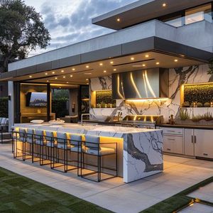 2024 stile popolare a forma di L da esterno in <span class=keywords><strong>acciaio</strong></span> inossidabile mobile da <span class=keywords><strong>cucina</strong></span> intelligente da <span class=keywords><strong>cucina</strong></span> con piano di lavoro in pietra - Product Image 3