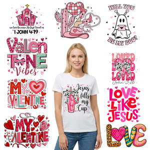 Ready To Press Christian Wedding Floral Dtf Transfers Sheets Designer Love Letter Heart Valentines Dtf Transfers For <b>T</b>-<b>Shirt</b> - Product Image 1