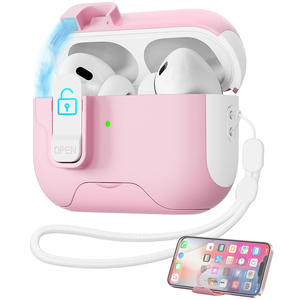 Funda Protectora Multifuncional Portátil de TPU+PC Rosa con Tapa Abatible y Soporte para Airpods <span class=keywords><strong>Pro</strong></span> 3, Airpods 4/3/<span class=keywords><strong>2</strong></span>/1 Pro2 - Product Image 1