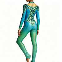 Combinaison intégrale en maille à imprimé écailles de sirène ombrées brillantes, justaucorps de performance sublimé personnalisé pour femmes adultes et équipes de danse