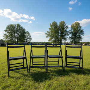Ensemble de 4 chaises pliantes en bois à lattes noires Db, meubles de jardin d'extérieur, style rustique - Product Image 2