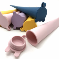 Paquete de 3 moldes de silicona para paletas de hielo, molde para hacer helados con tapas adorables adjuntas, juego de paletas de tubo de congelador hecho a mano saludable