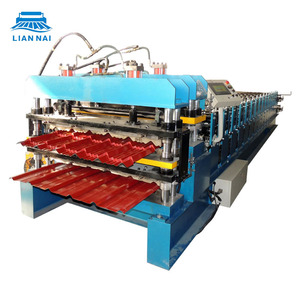 리안 나이 좋은 품질 더블 레이어 금속 롤 양식 타일 만들기 지붕 기계 - Product Image 1