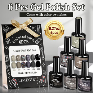 Set de Gel de Resina de 6 Colores para Uñas, Gris <span class=keywords><strong>Cemento</strong></span>, Negro Oscuro, Estilo Rococó, <span class=keywords><strong>Esmalte</strong></span> con Diamantes Rotos Brillantes, Básico - Product Image 2