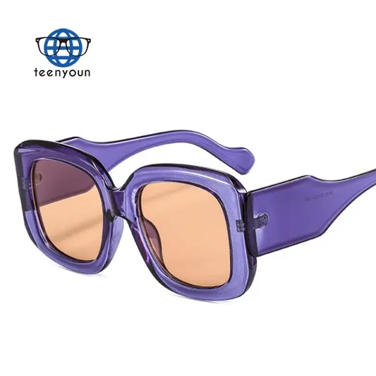 Teenyoun Vintage Retro Women Men Big Oversized Purple 2023 Sun Glasses Sunglasses