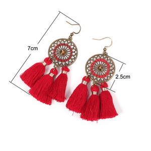 Pendientes de Borla Estilo Bohemio, Aleación Chapada en Bronce Antiguo, Flecos Azules, Conjuntos de Joyería de Moda para Mujer para Fiestas - Product Image 2