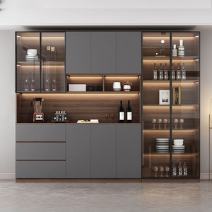 Vitrine de Salon Design Moderne Jérôme, Étagère Murale de <span class=keywords><strong>Rangement</strong></span> avec Éclairage LED, Meuble Présentoir en Bois Noir avec Portes en Verre - Product Image 2