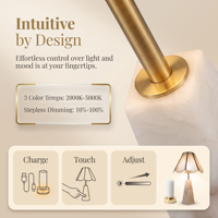 Lampe de table en marbre réglable, style nordique minimaliste, luxe, rechargeable, à intensité variable par toucher, pour mariage, hôtel, restaurant, café, décoration intérieure