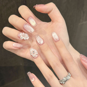 <span class=keywords><strong>Uñas</strong></span> postizas de marca privada, estilo minimalista, color nude, con diseño de ojo de gato y flor de hielo, para uso diario, cortas, hechas a mano, al por mayor - Product Image 4
