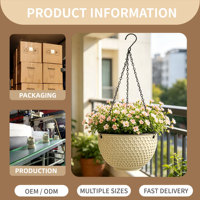 Pot suspendu double traditionnel auto-arrosant avec trous de drainage, 2,56 L, en PP durable pour la décoration de balcon