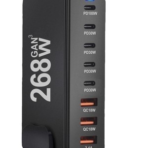 268W GaN PD Charger 8 Port Desktop <b>Adapter</b> Fast Charging With Led Indicator White - Product Image 5